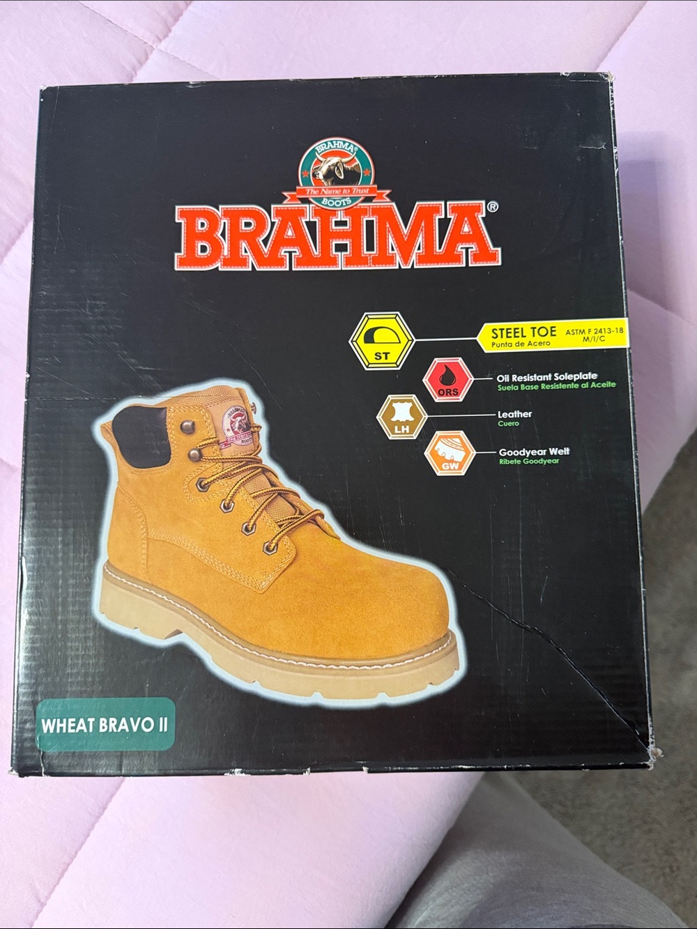 Brahma mens Wheat/Tan Work Boot